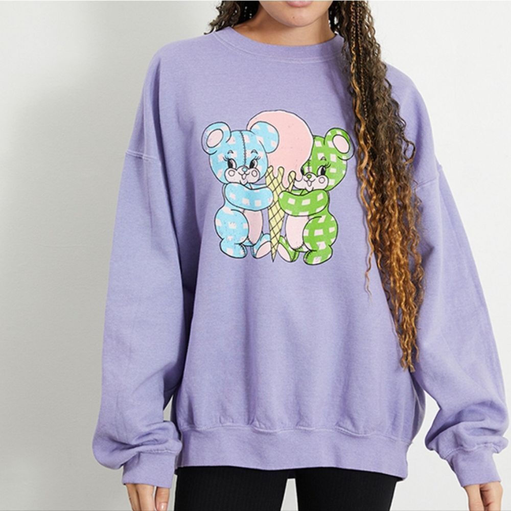 PS / LA‎ Ice Cream Bears Oversized Sweatshirt Pastel Kawaii Women's Size OS